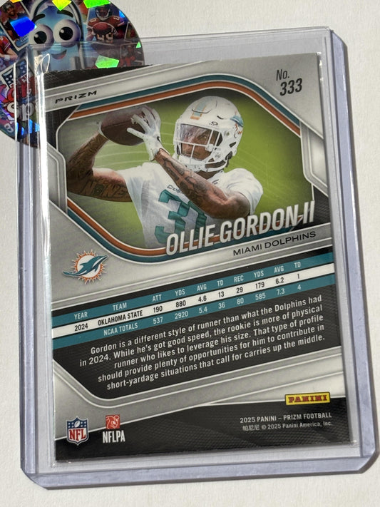 2025 Panini Prizm #333 Ollie Gordon II Neon Green Pulsar Miami Dolphins