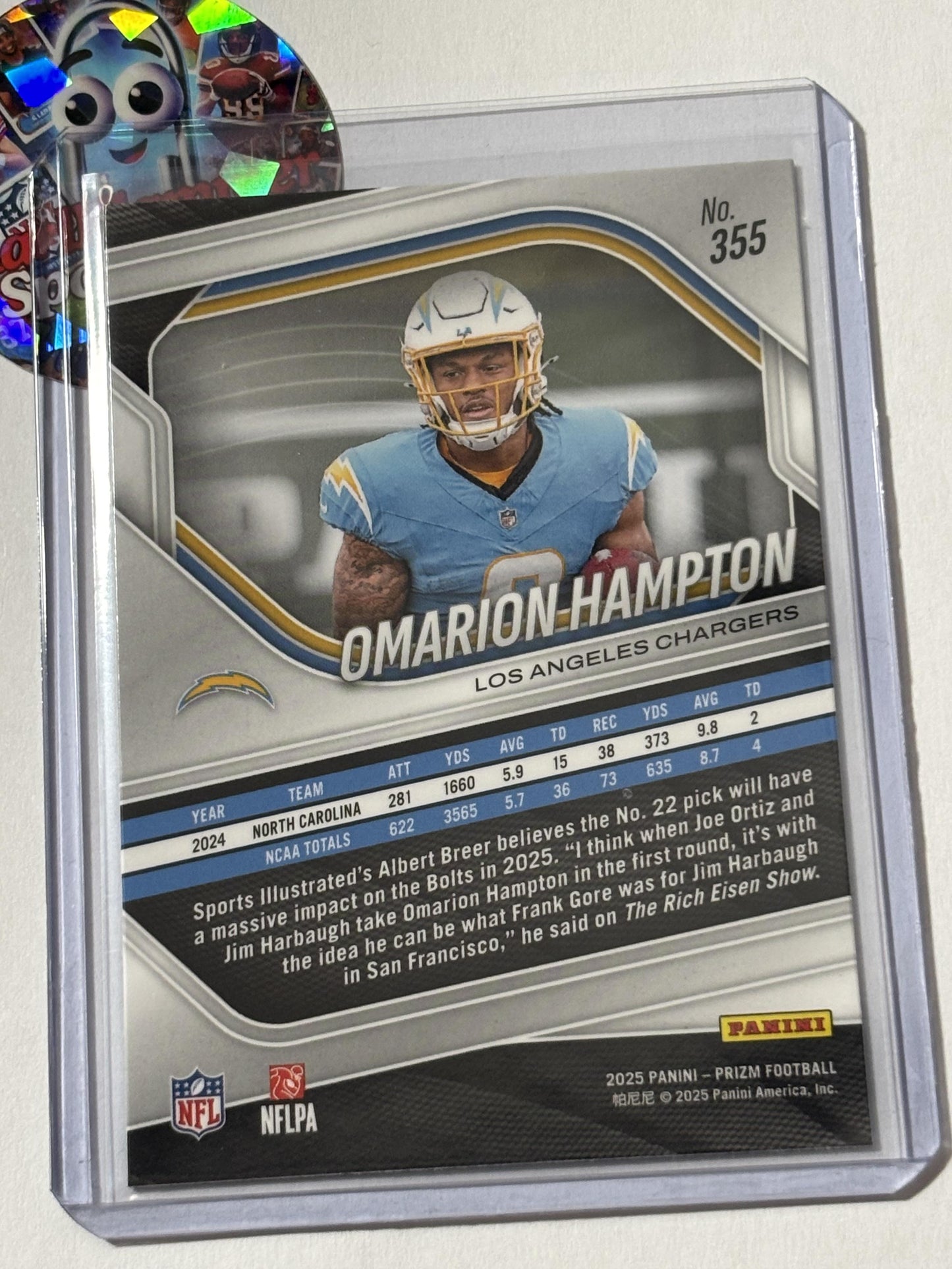 2025 Panini Prizm #355 Omarion Hampton Los Angeles Chargers RC