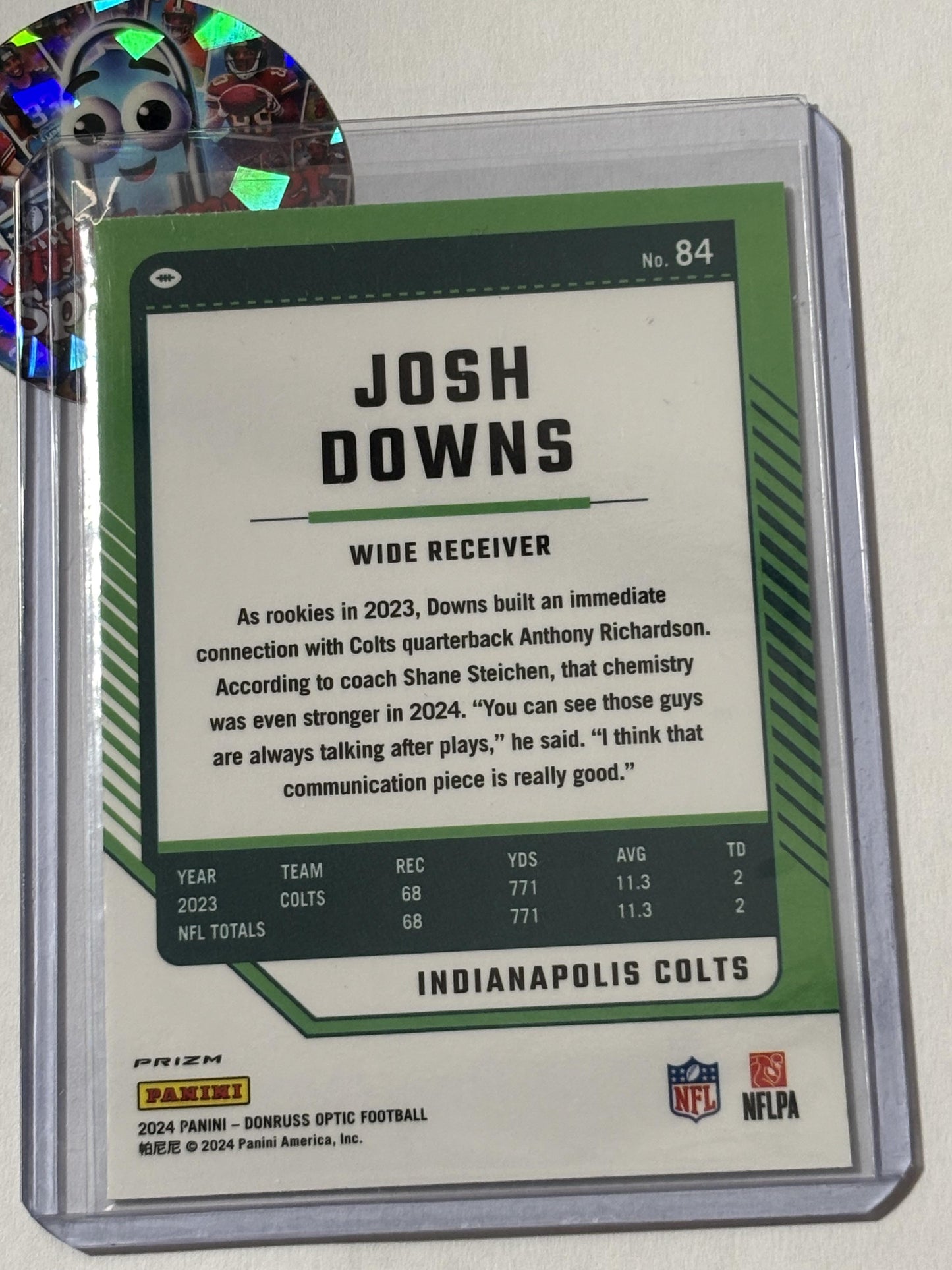 2024 Donruss Optic #84 Josh Downs Holo Indianapolis Colts