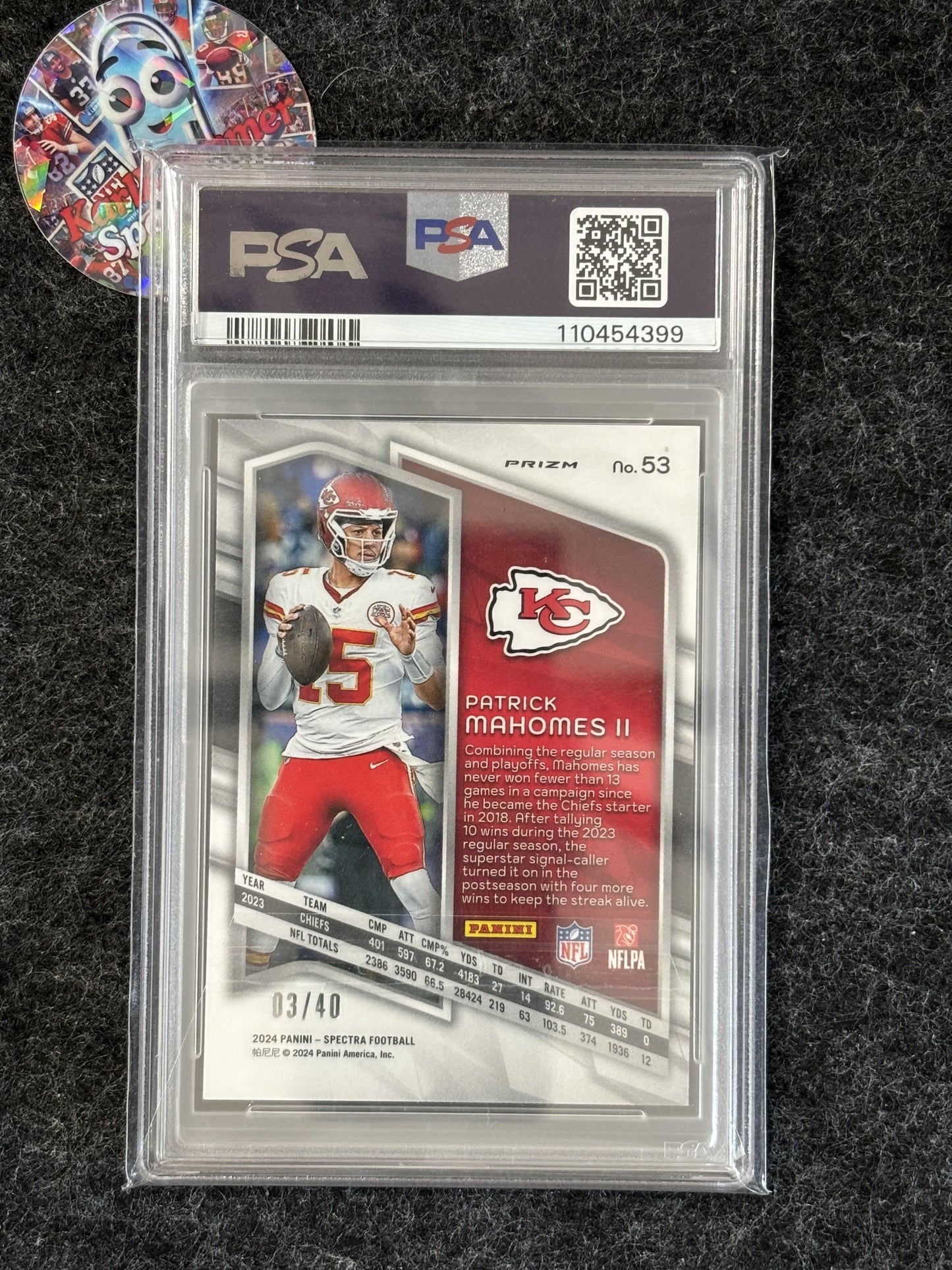 2024 Panini Spectra #53 Patrick Mahomes II Astral PSA 10 #/40 Kansas City Chiefs SN
