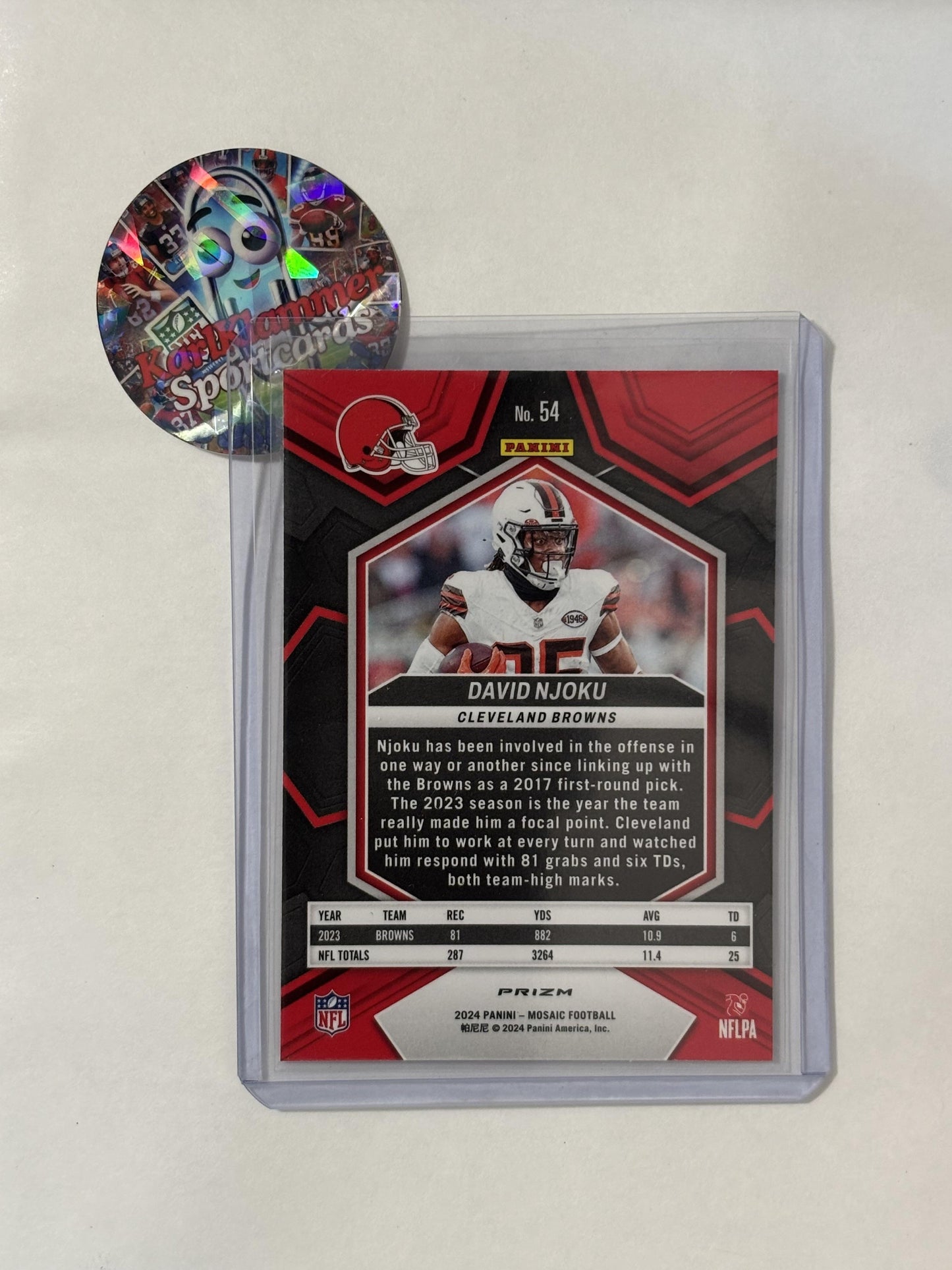 2024 Panini Mosaic #54 David Njoku Mosaic Camo Pink Cleveland Browns