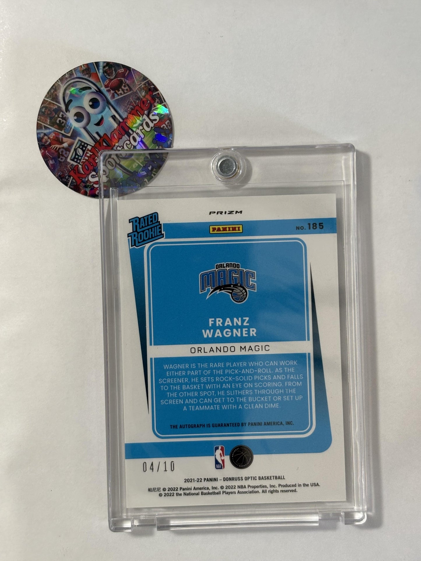 2021-22 Donruss Optic #185 Franz Wagner Rated Rookies Signatures Premium Box Set #/10 Orlando Magic SN,RC,AU