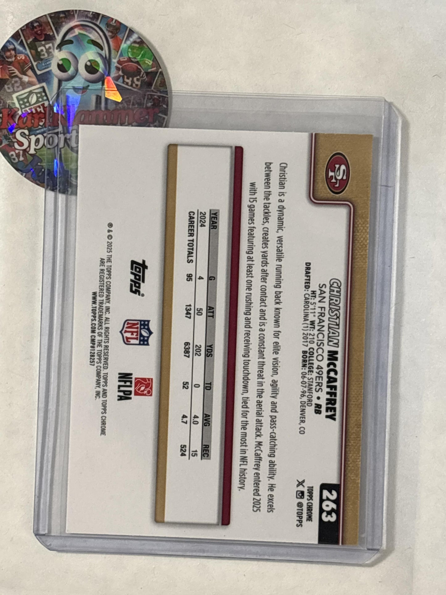 2025 Topps Chrome #263 Christian McCaffrey San Francisco 49ers