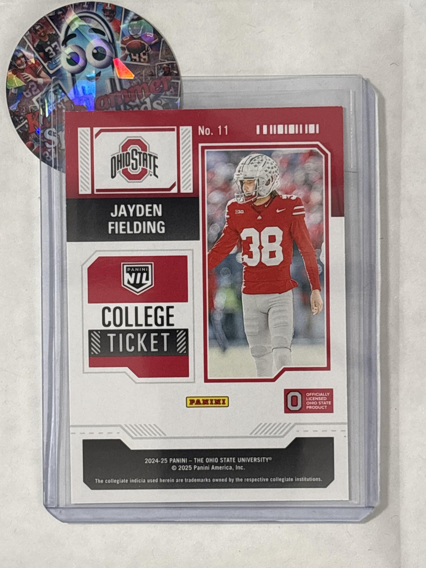 2025 Panini Ohio State University #11 Jayden Fielding Panini Ohio State Buckeyes