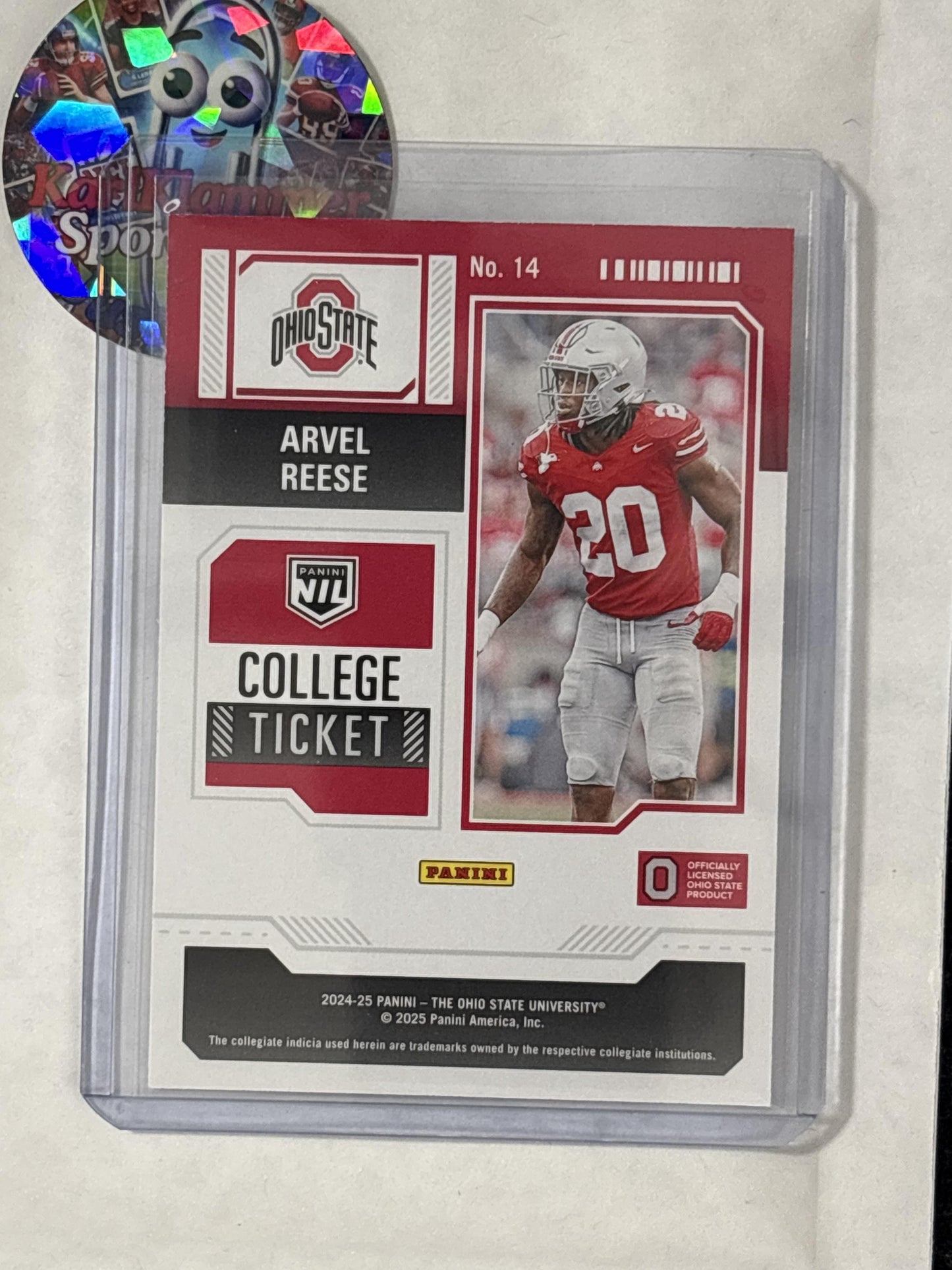 2025 Panini Ohio State University #14 Arvell Reese Ohio State Buckeyes