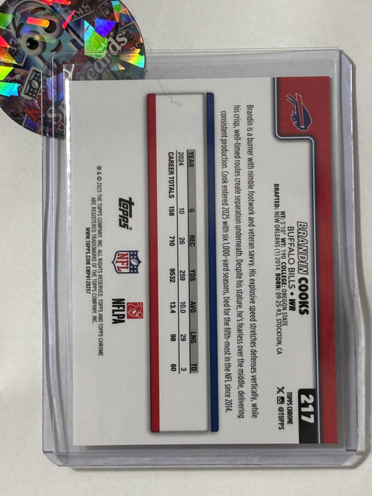 2025 Topps Chrome #217 Brandin Cooks Ray Wave Refractor Buffalo Bills