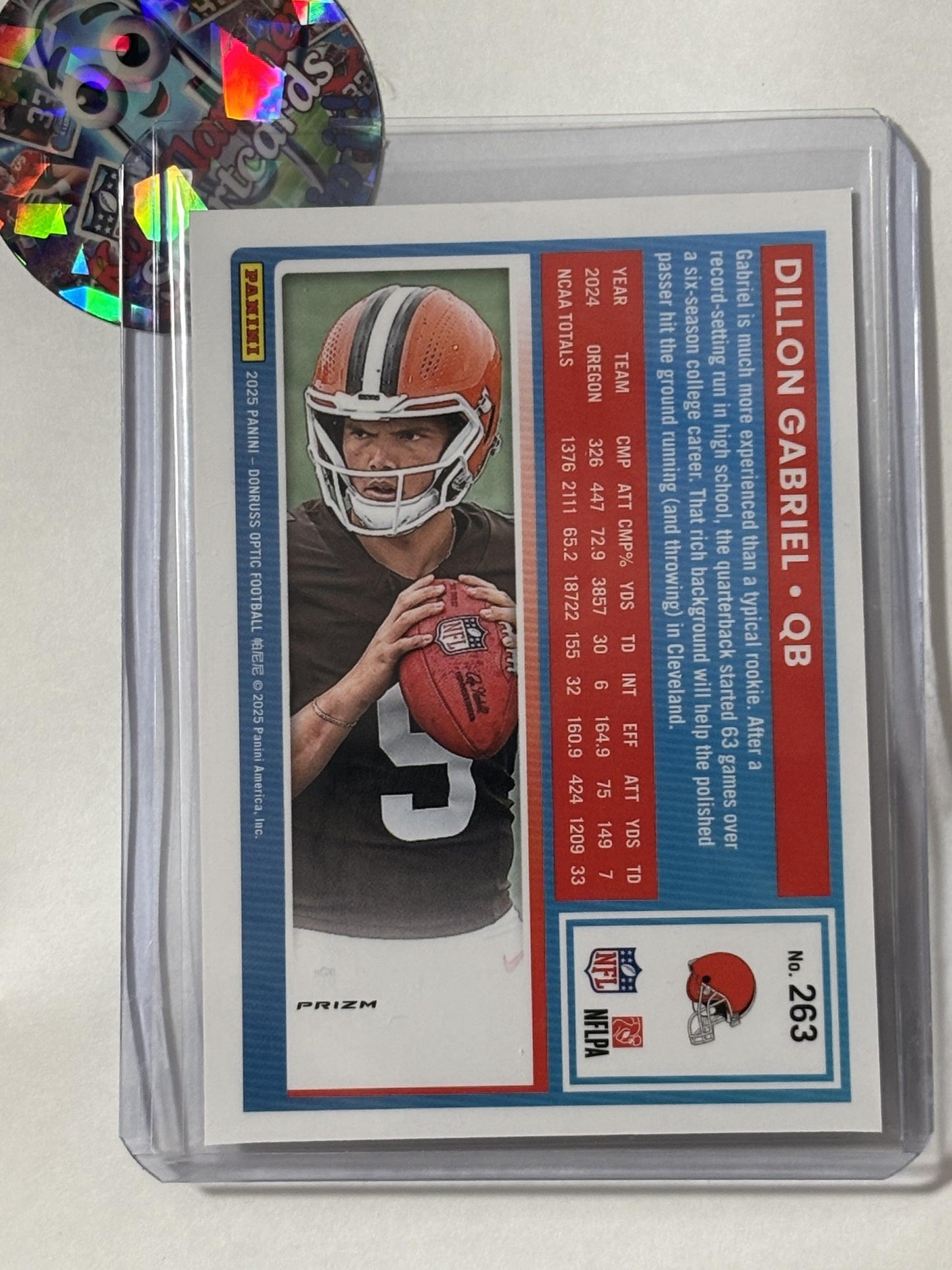 2025 Donruss Optic #263 Dillon Gabriel Purple Shock Cleveland Browns RC