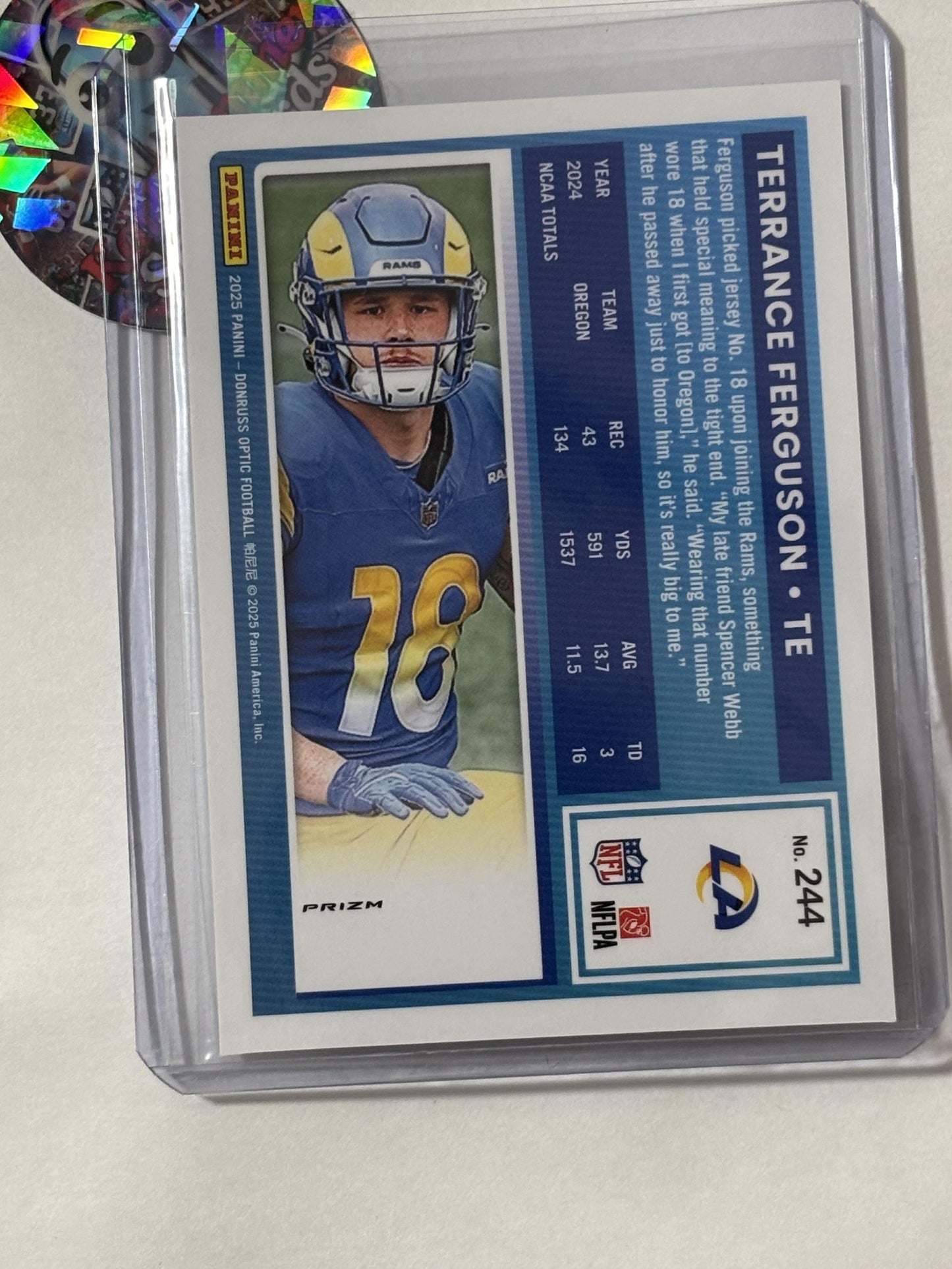 2025 Donruss Optic #244 Terrance Ferguson Fire Los Angeles Rams RC