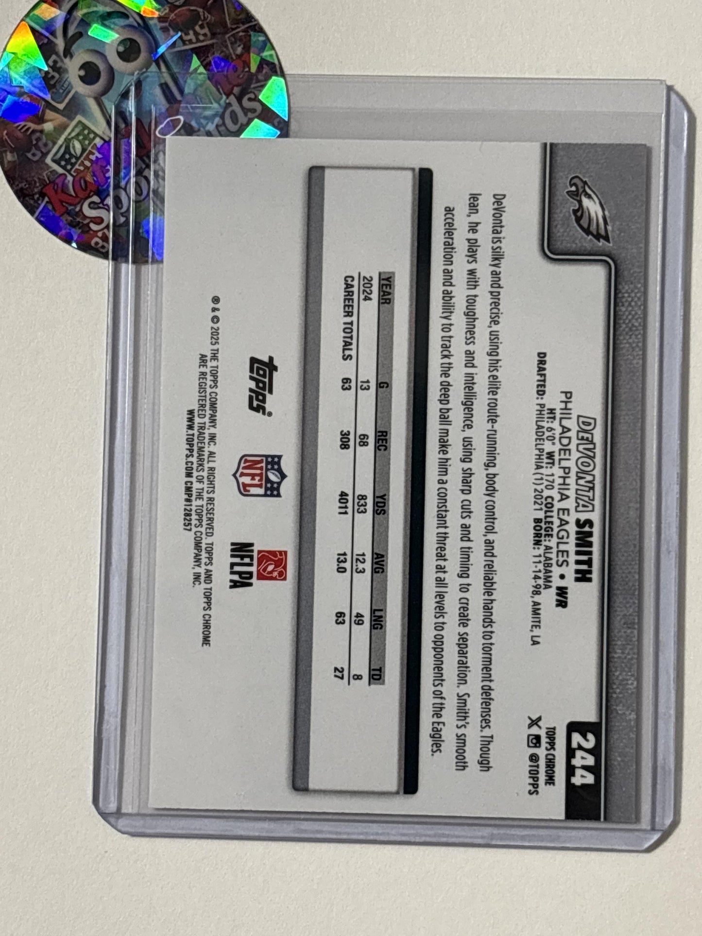 2025 Topps Chrome #244 DeVonta Smith Ray Wave Refractor Philadelphia Eagles