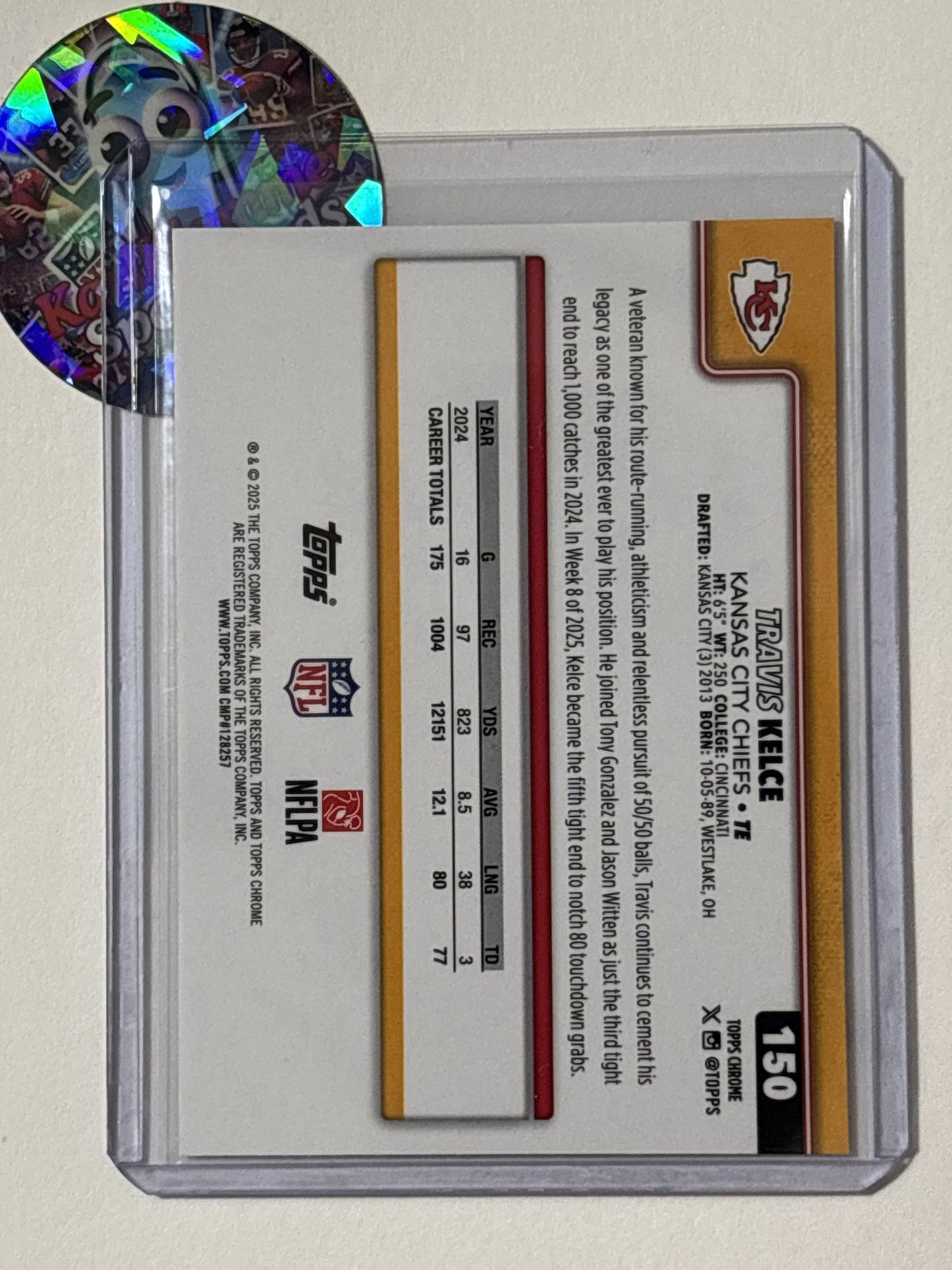 2025 Topps Chrome #150 Travis Kelce Kansas City Chiefs