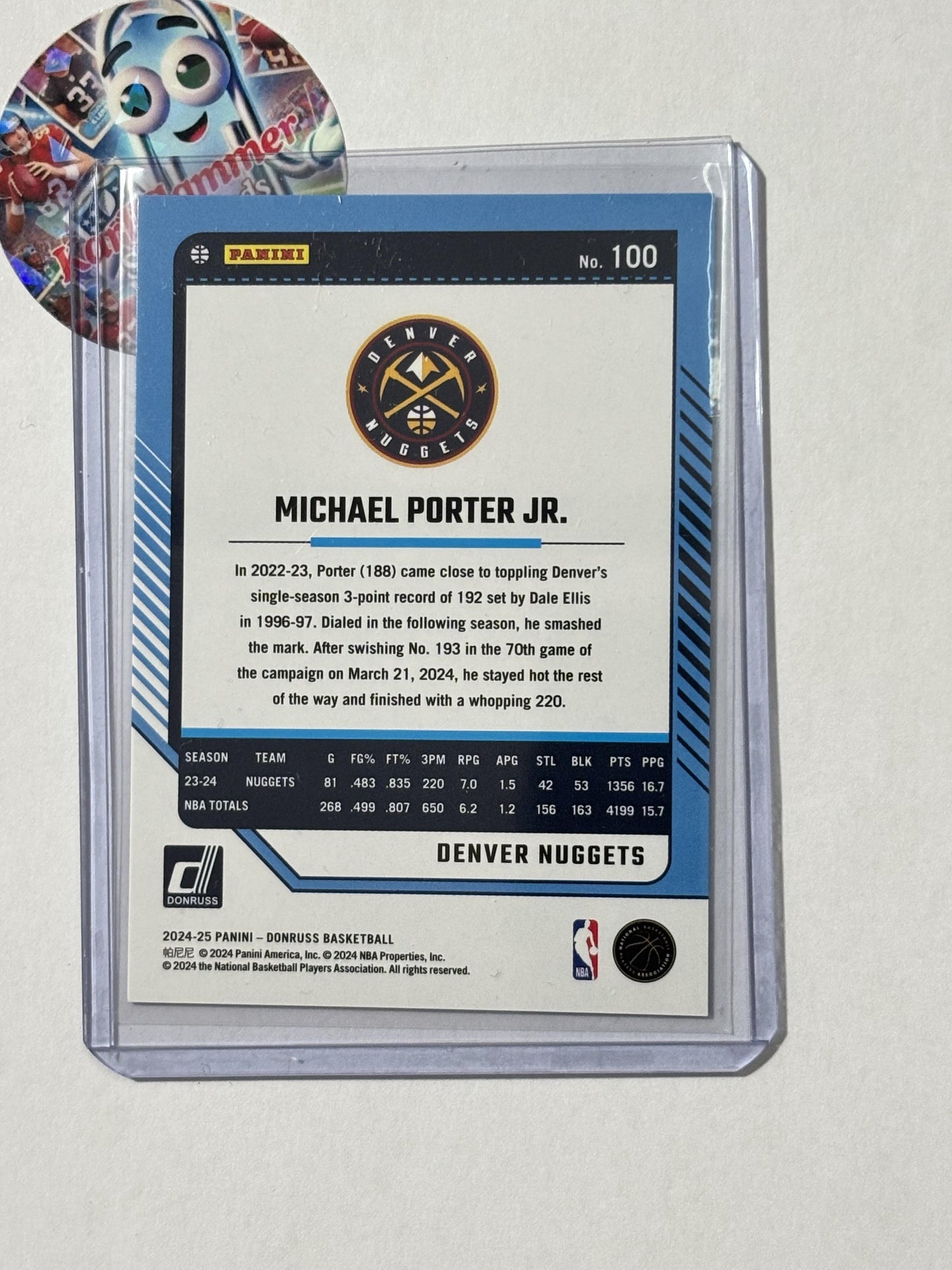 2024-25 Donruss #100 Michael Porter Jr. Blue Explosion #/45 Denver Nuggets SN