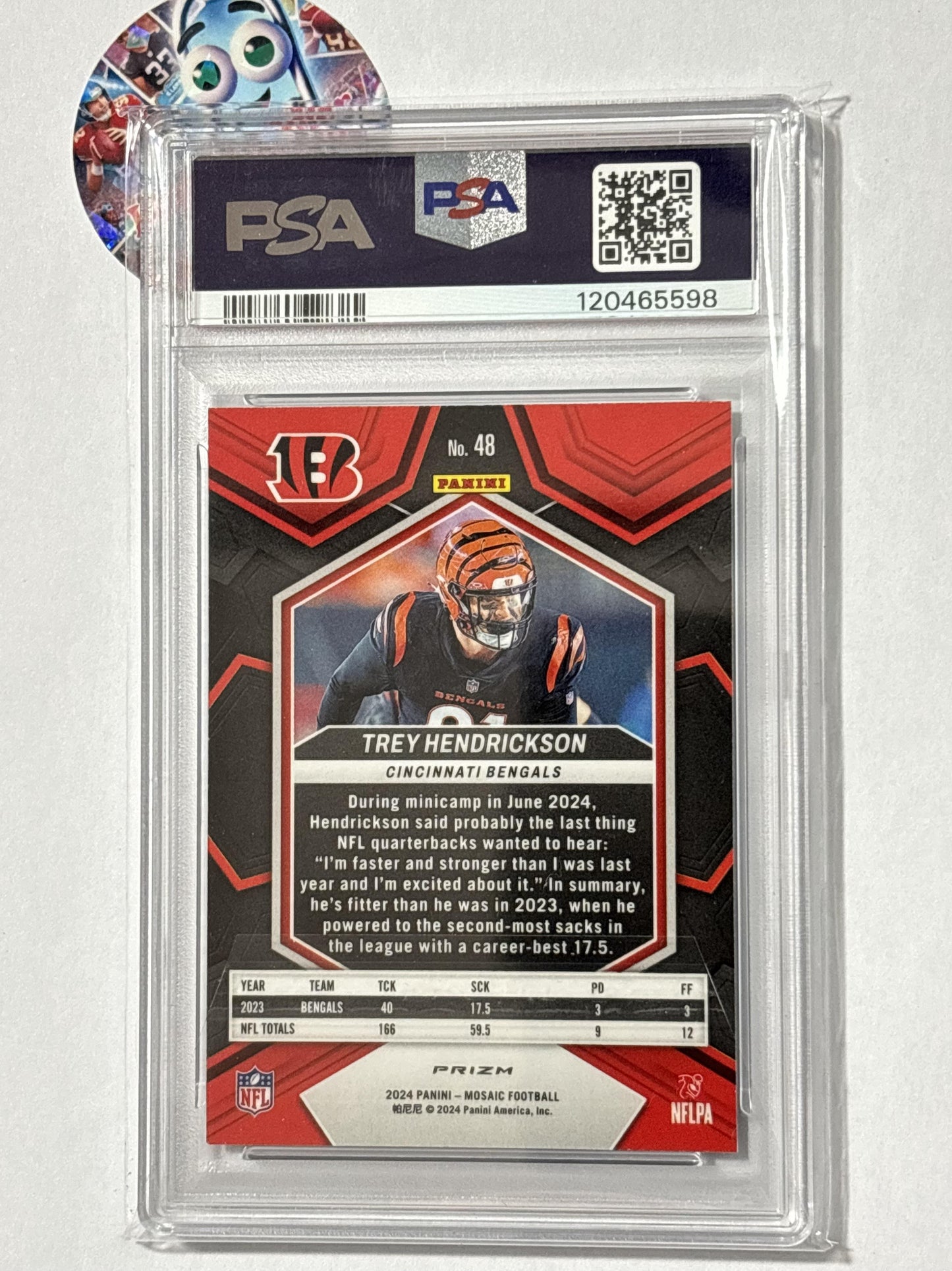 2024 Panini Mosaic #48 Trey Hendrickson Mosaic Genesis PSA 9 Cincinnati Bengals