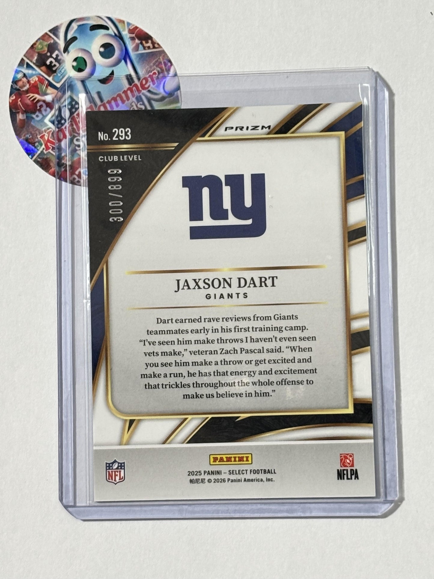 2025 Panini Select #293 Jaxson Dart Copper Prizm Shock #/899 New York Giants SN