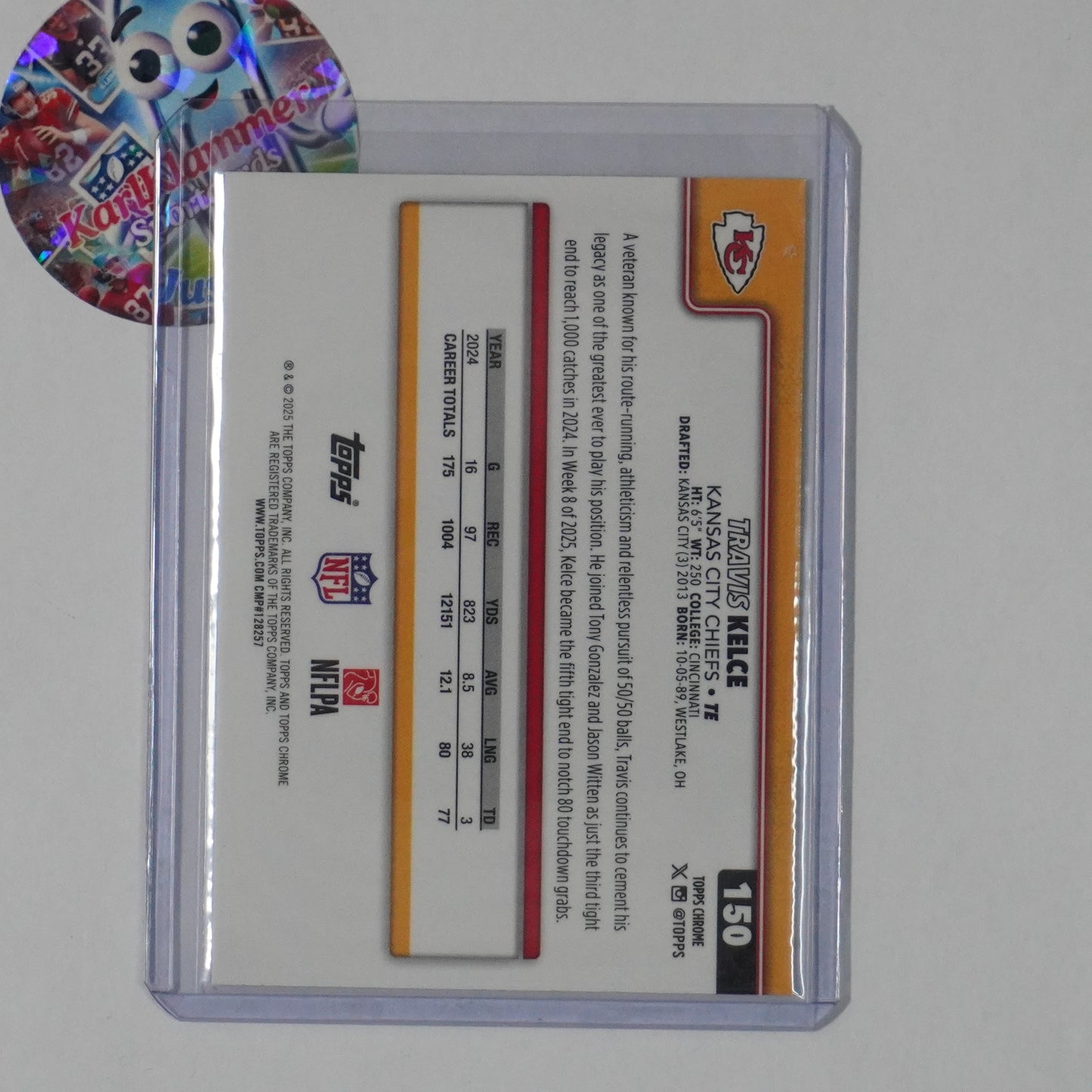 2025 Topps Chrome #150 Travis Kelce Pulsar Refractor Kansas City Chiefs