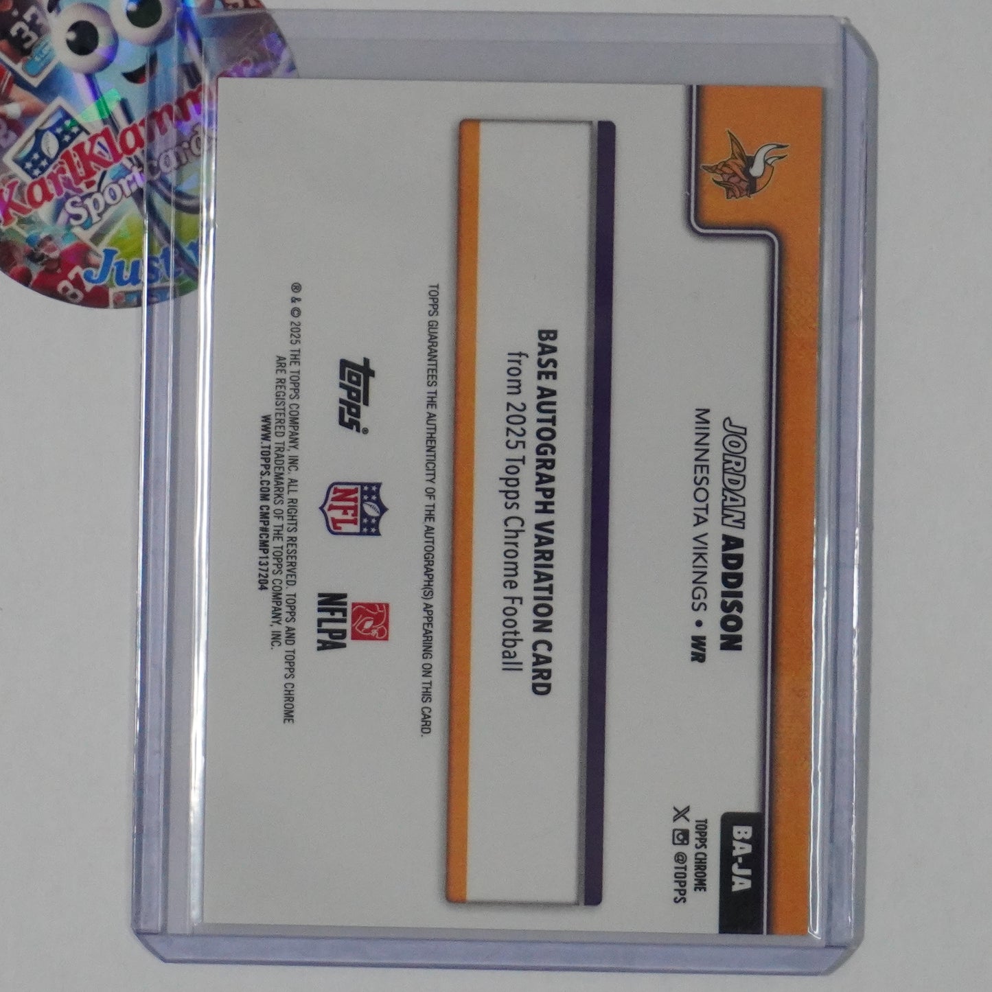 2025 Topps Chrome #BA-JA Jordan Addison Autographs Gold Geometric Refractor #/50