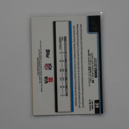 2025 Topps Chrome #39 Jalen Coker Pulsar Refractor Carolina Panthers