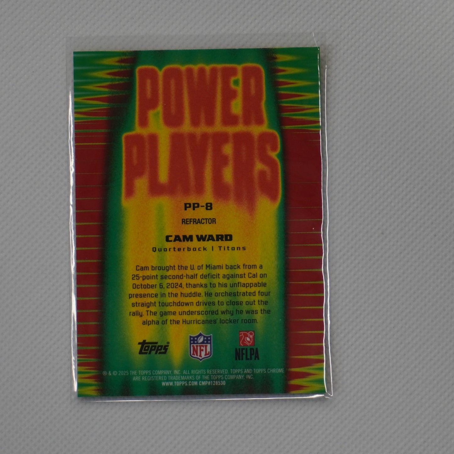 2025 Topps Chrome #PP-8 Cam Ward Power Players Refractor Tennessee Titans