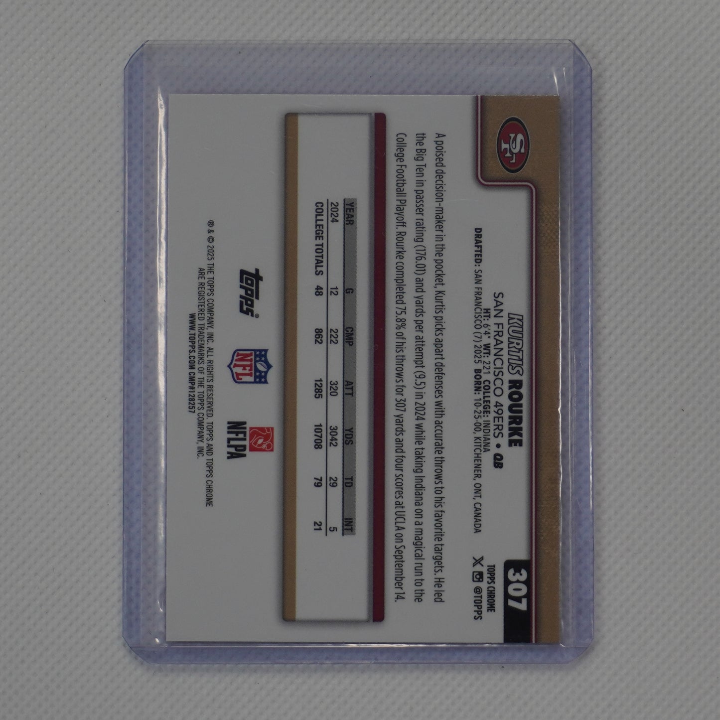 2025 Topps Chrome #307 Kurtis Rourke Pink Refractor #/250 49ers