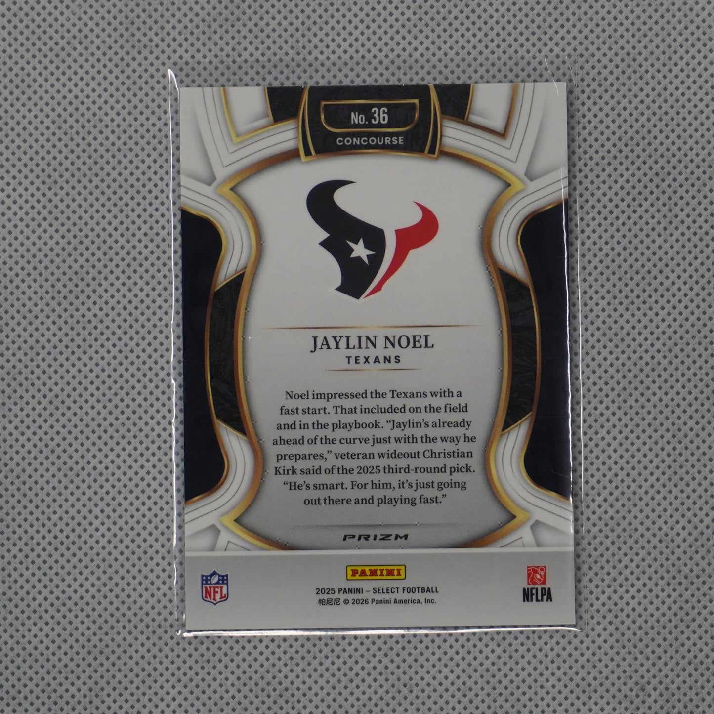 2025 Panini Select #36 Jaylin Noel Pink Prizm Shock Houston Texans RC