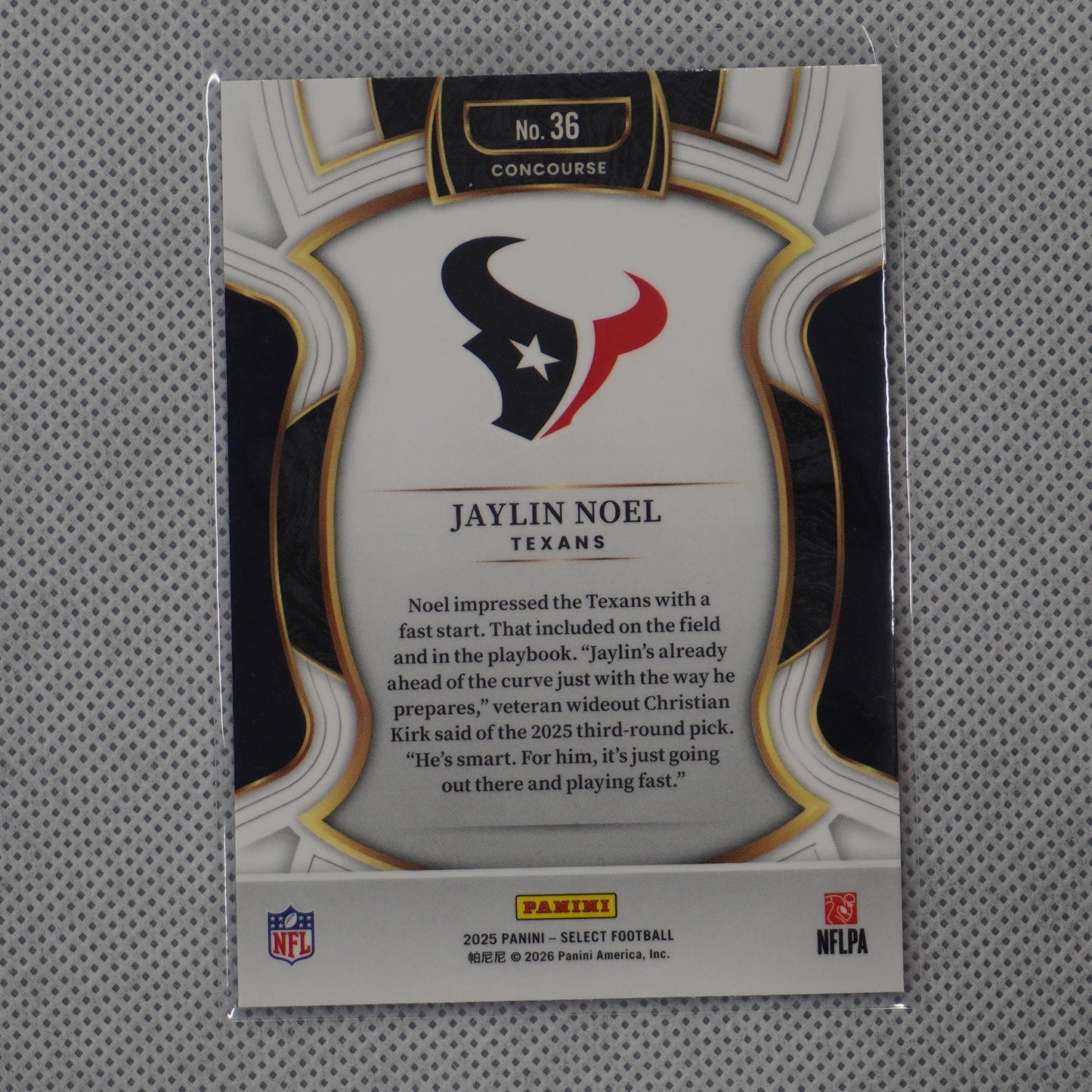2025 Panini Select #36 Jaylin Noel Houston Texans RC