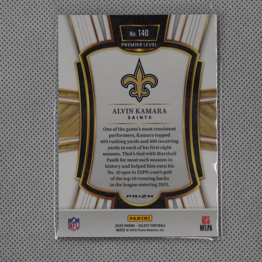 2025 Panini Select #140 Alvin Kamara Pink Prizm Shock New Orleans Saints