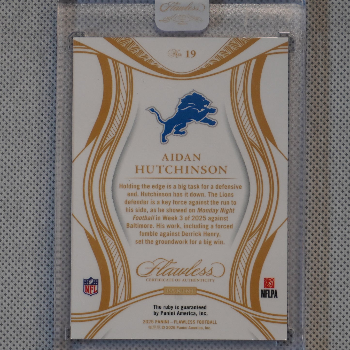 2025 Panini Flawless #19 Aidan Hutchinson #/25 Detroit Lions SN