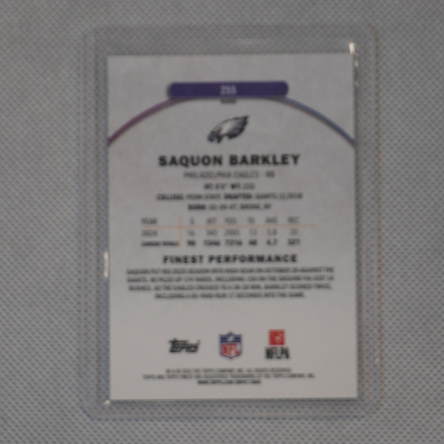 2025 Finest #255 Saquon Barkley Green Geometric Refractor #/25 Philadelphia Eagles SN