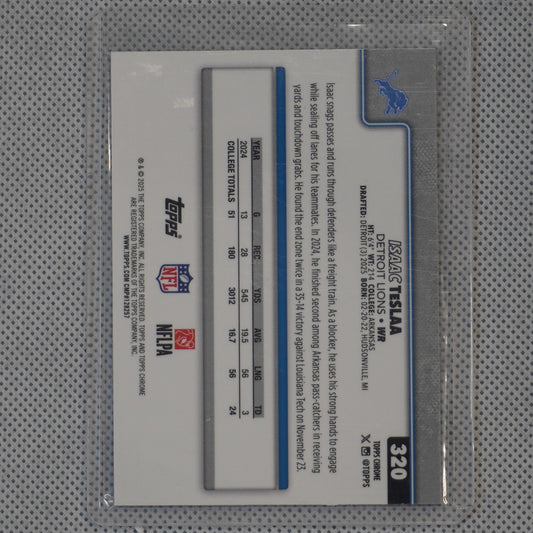 2025 Topps Chrome #320 Isaac TeSlaa Blue Geometric Refractor #/150 Detroit Lions SN.RC