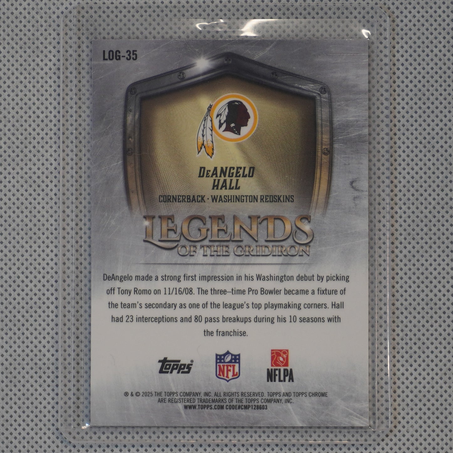 2025 Topps Chrome #LOG-35 DeAngelo Hall Legends of the Gridiron Pink Refractor #/250 Washington Redskins SN