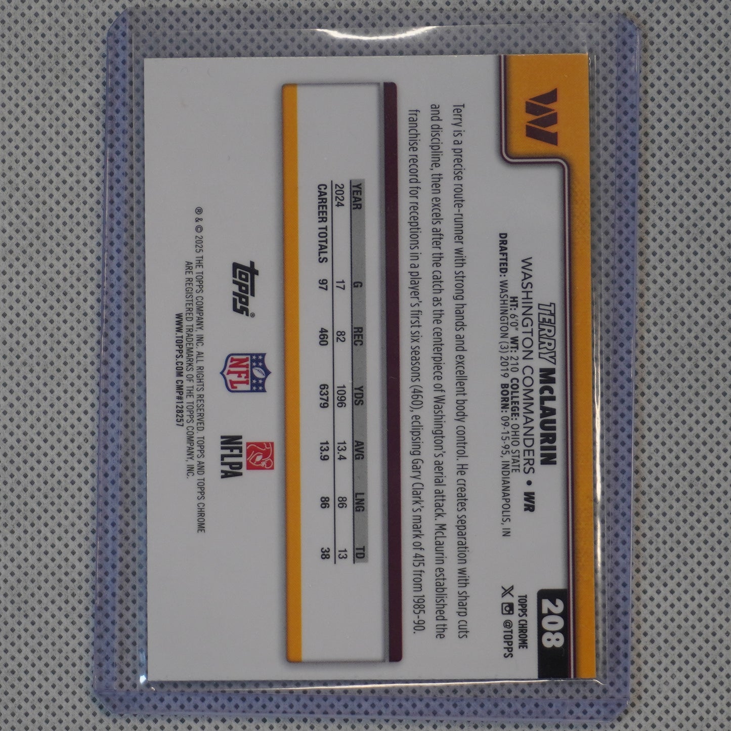 2025 Topps Chrome #208 Terry McLaurin X-Fractor Washington Commanders