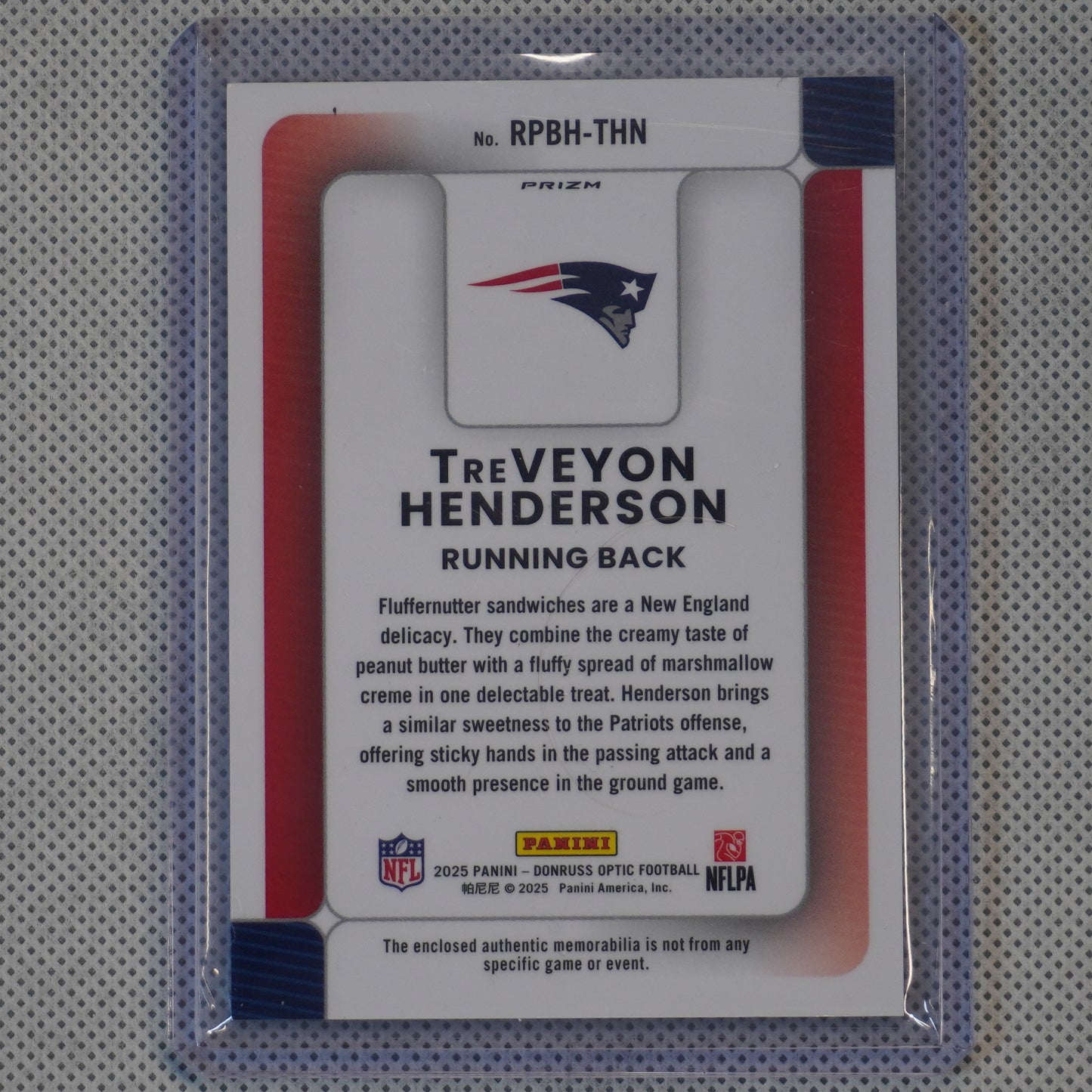 2025 Donruss Optic #RPBH-THN TreVeyon Henderson Rookie Phenoms Blue Hyper New England Patriots MEM