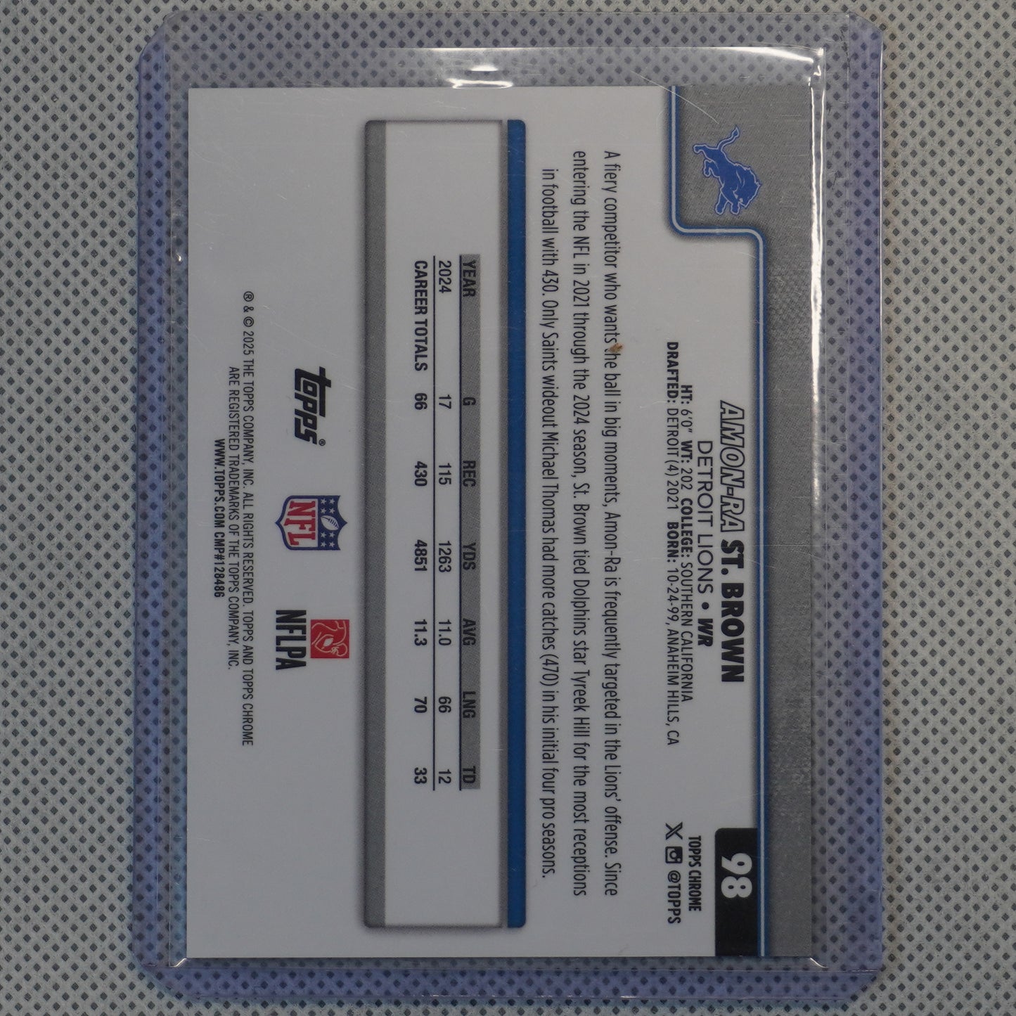 2025 Topps Chrome #98 Amon-Ra St. Brown Green Refractor Variation Detroit Lions SN