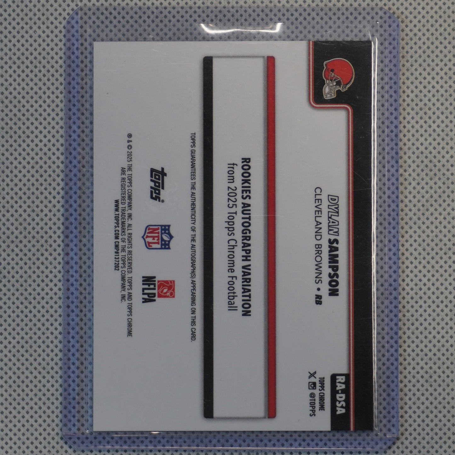 2025 Topps Chrome Sapphire Edition #RA-DSA Dylan Sampson Rookie Autographs Cleveland Browns AU