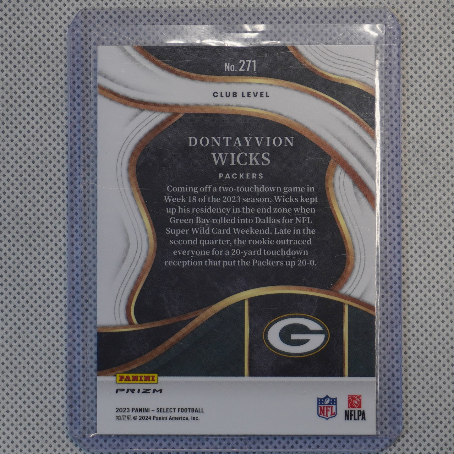2023 Panini Select #271 Dontayvion Wicks Silver Prizms Green Bay Packers RC