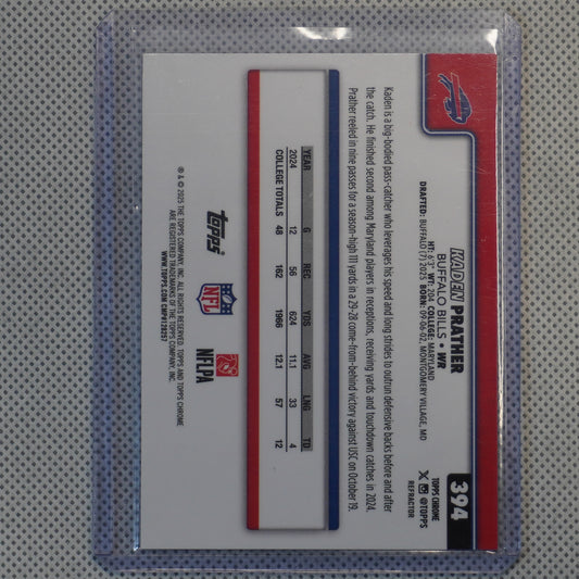 2025 Topps Chrome #394 Kaden Prather Refractor Buffalo Bills RC