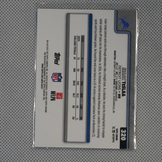 2025 Topps Chrome #320 Isaac TeSlaa Detroit Lions RC