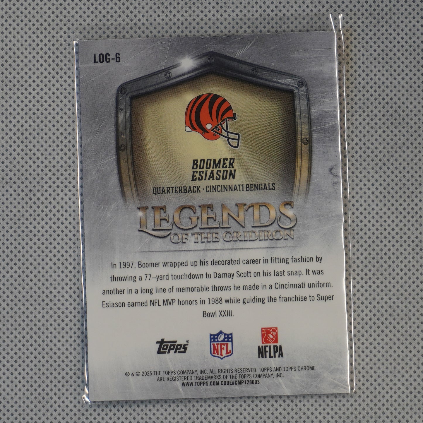 2025 Topps Chrome #LOG-6 Boomer Esiason Legends of the Gridiron Cincinnati Bengals