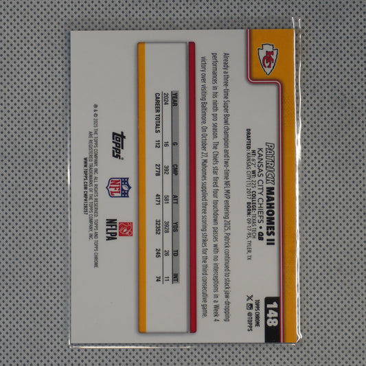 2025 Topps Chrome #148 Patrick Mahomes II Kansas City Chiefs