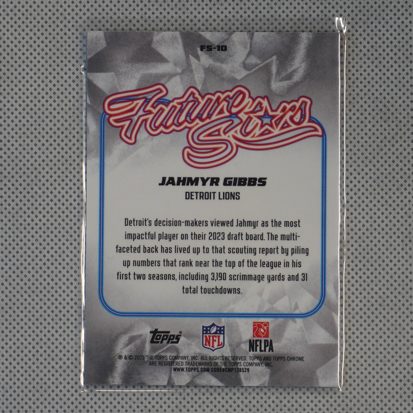 2025 Topps Chrome #FS-10 Jahmyr Gibbs Future Stars Detroit Lions