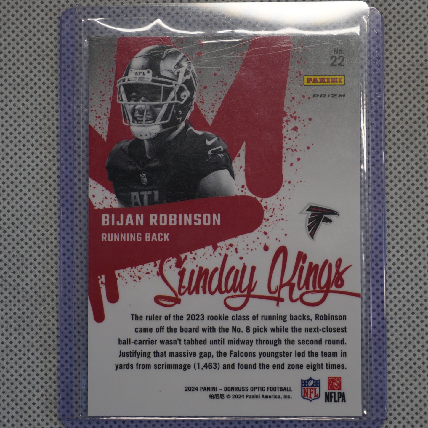 2024 Donruss Optic #22 Bijan Robinson Sunday Kings Atlanta Falcons