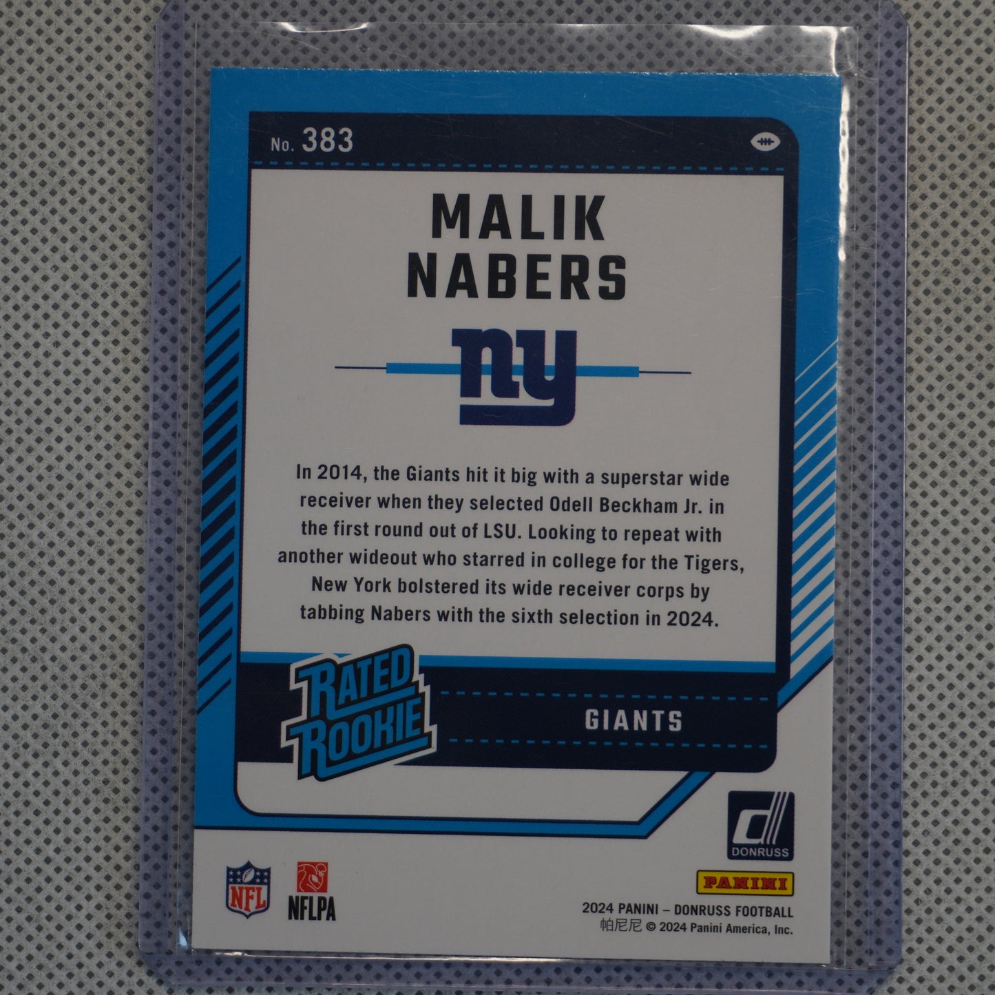 2024 Donruss #383 Malik Nabers New York Giants RC
