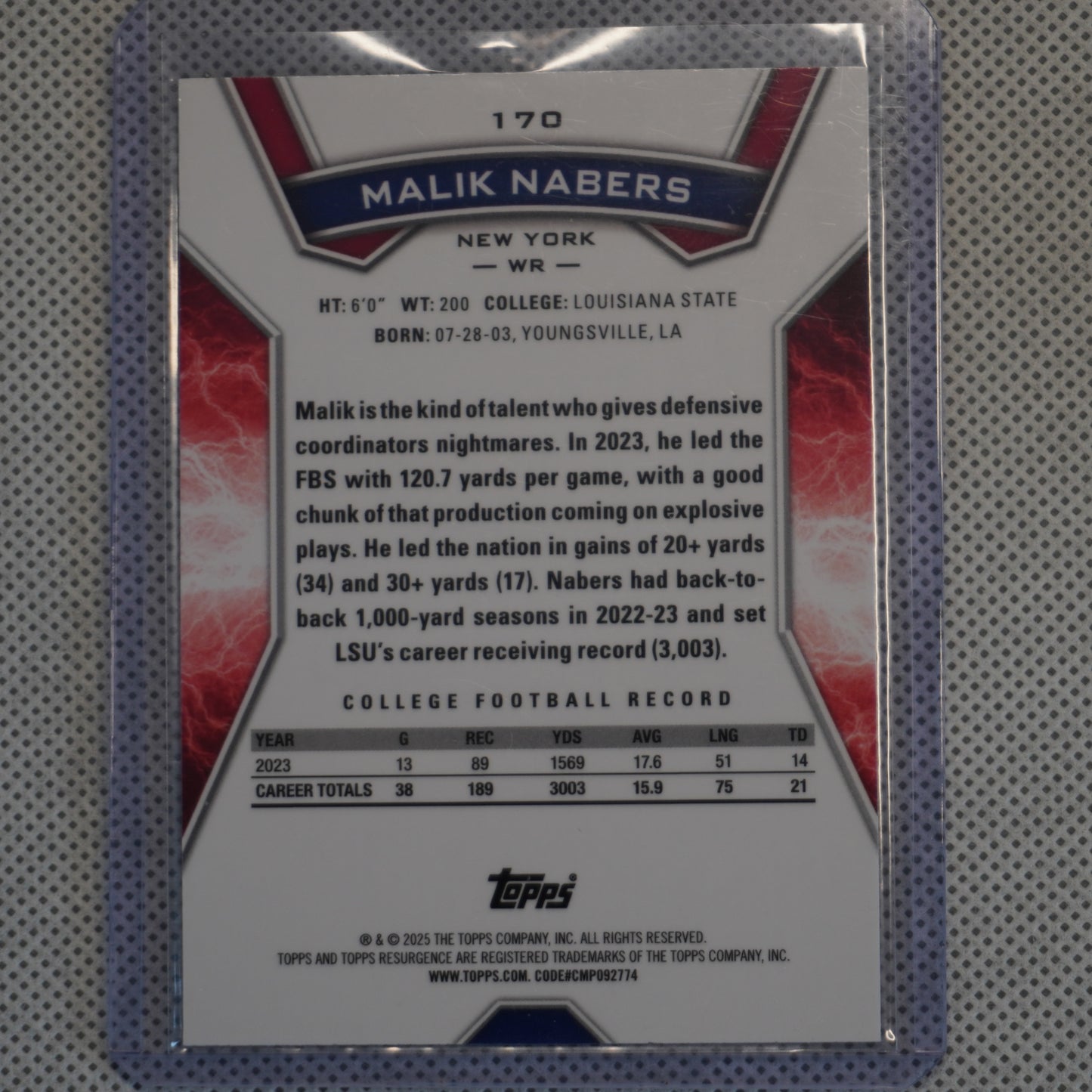2024 Topps Resurgence #170 Malik Nabers Surge #/399 New York Giants SN,RC