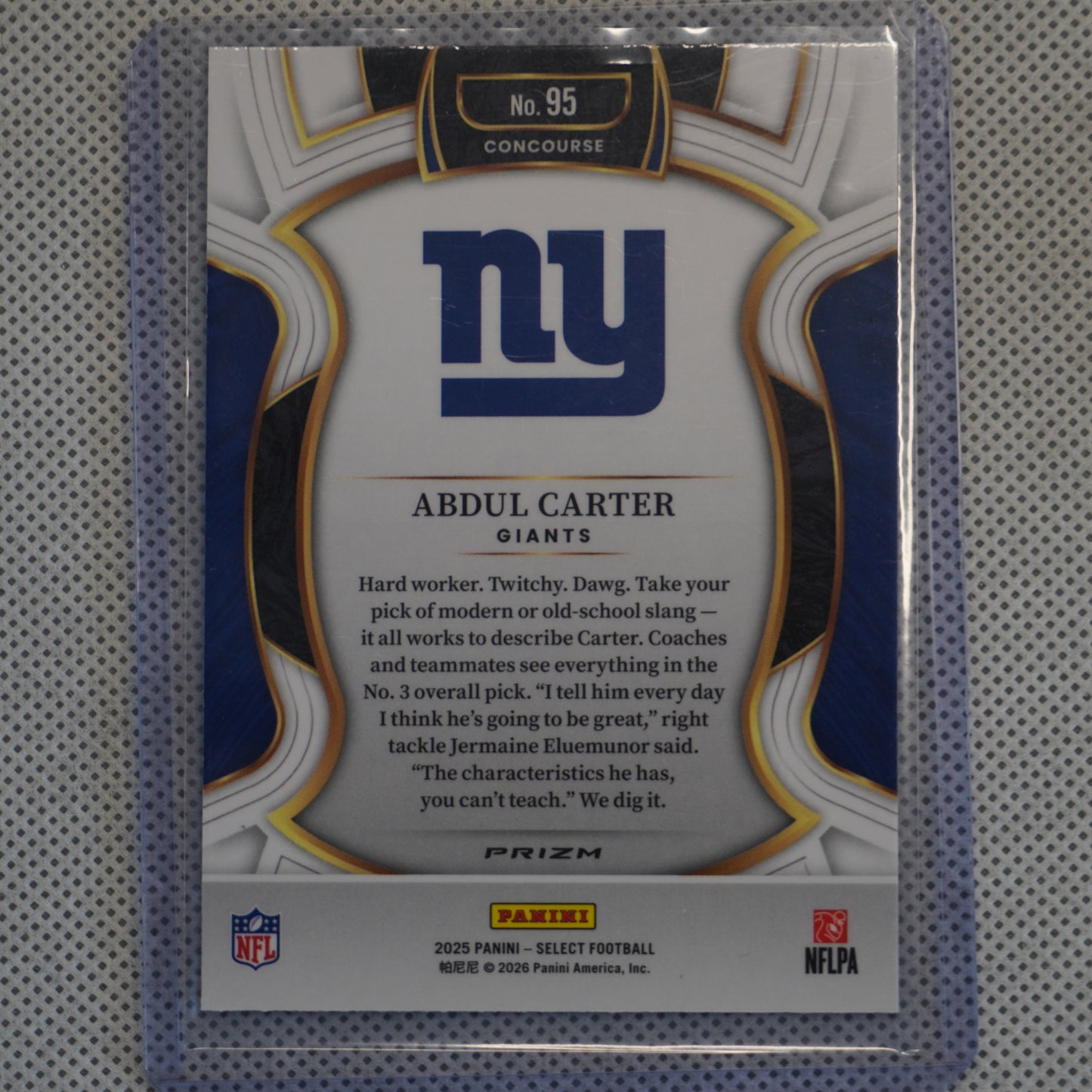 2025 Panini Select #95 Abdul Carter Pink Prizm Shock New York Giants RC