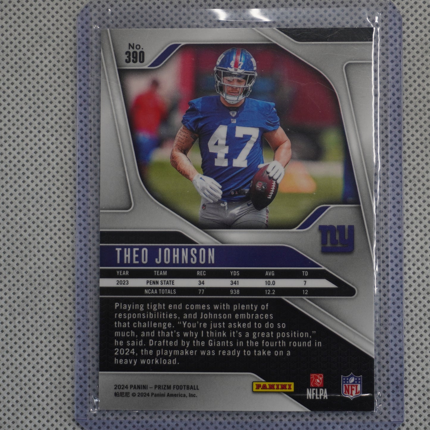 2024 Panini Prizm #390 Theo Johnson New York Giants RC