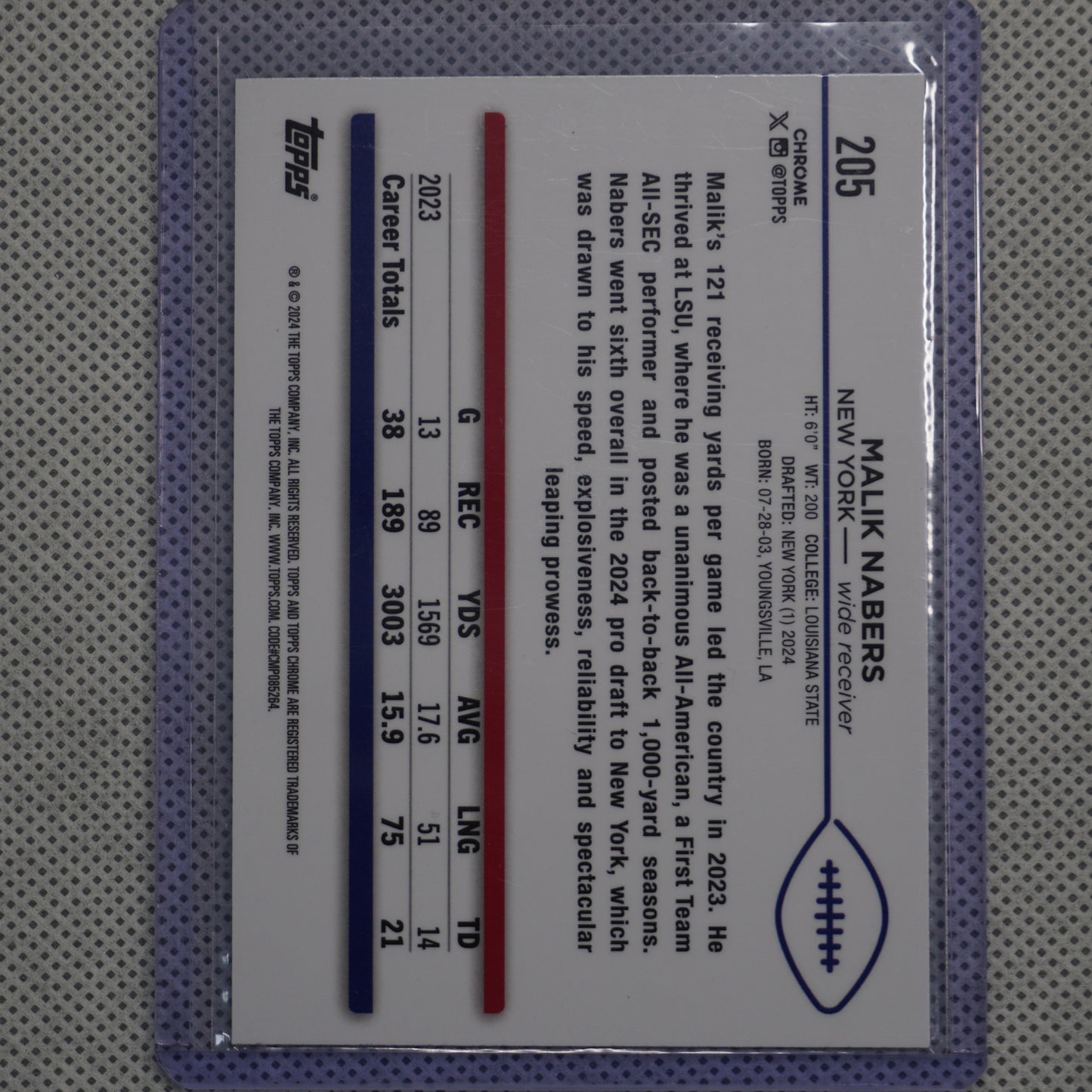 2024 Topps Chrome #205 Malik Nabers New York Giants RC