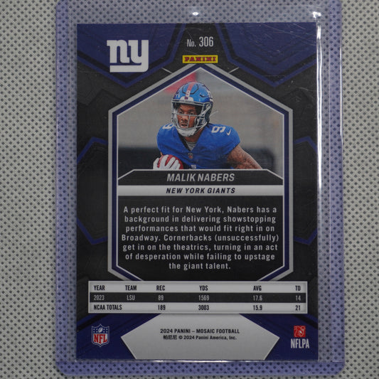 2024 Panini Mosaic #306 Malik Nabers New York Giants RC