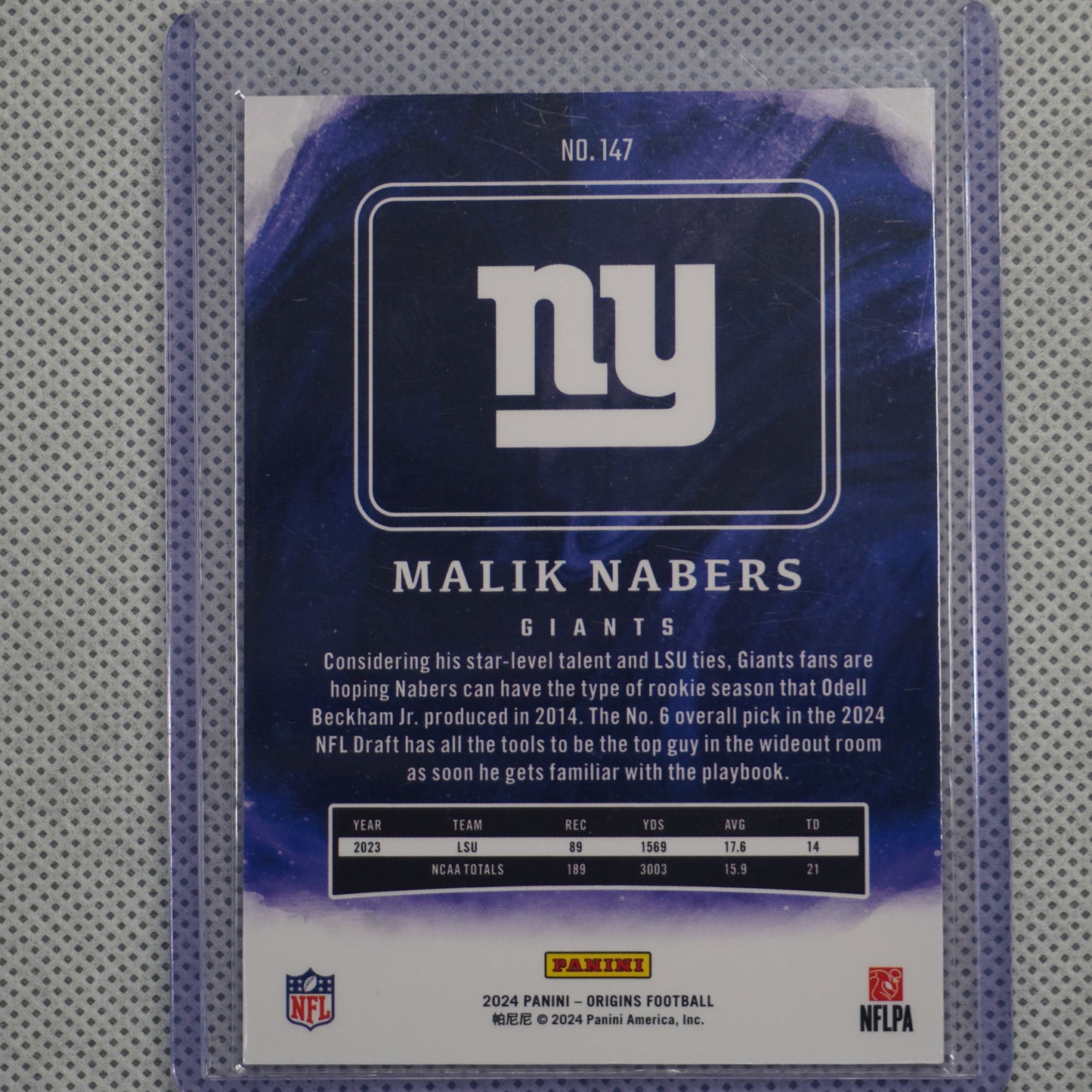 2024 Panini Origins #147 Malik Nabers New York Giants RC