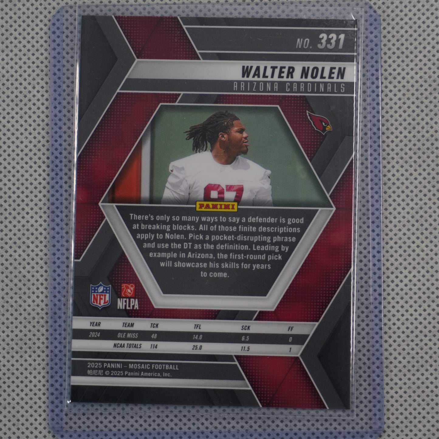 2025 Panini Mosaic #331 Walter Nolen Arizona Cardinals RC