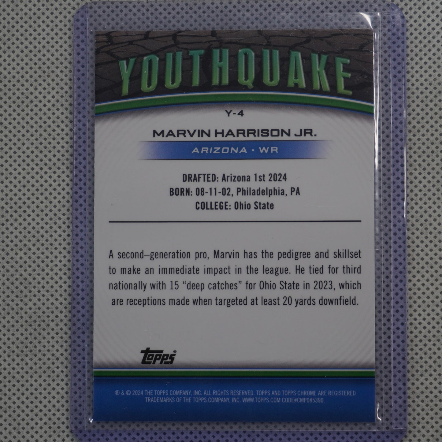 2024 Topps Chrome #Y-4 Marvin Harrison Jr. Youthquake Arizona Cardinals