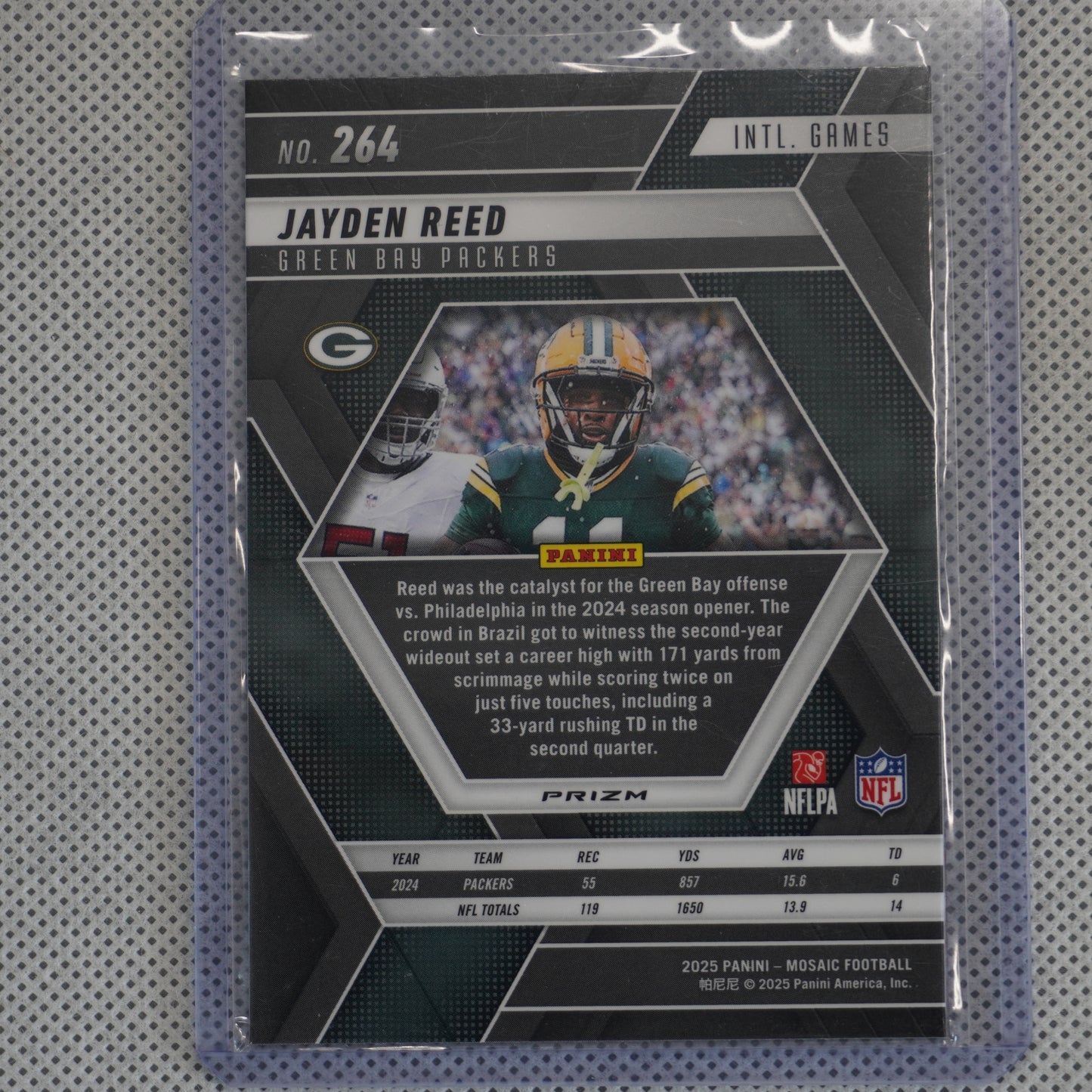 2025 Panini Mosaic #264 Jayden Reed Mosaic Camo Pink Green Bay Packers